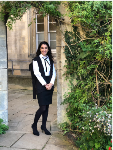 Here I am pictured in my ‘subfusc’ which is Oxford speak for the traditional black and white uniform worn for special occasions, formal hall and exams.  
Photo Courtesy of Samira Kassem 
