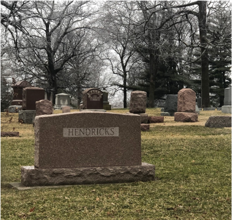 The Hendricks’ grave can be found at Evergreen Memorial Cemetery a few miles south of  IWU. 
Photo: Samira Kassem 
