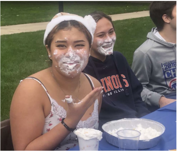 Students got messy on the quad with CAB’s pie-eating contest on Saturday. 
Photo: Farah Bassyouni
