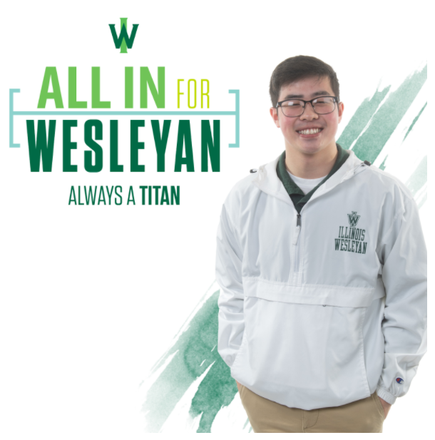 Sophomore Kevin Pankam poses for “All in.” 
Credit: Illinois Wesleyan University
